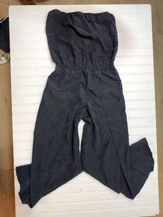 DREW Pants - Drew Strapless Wide Leg Jumpsuit Black Split Leg Palazzo Pants Size Small